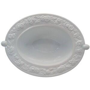 Vintage Anchor Hocking Sugar Bowl Vitrock Flower Rim White Milk Glass Six Inches